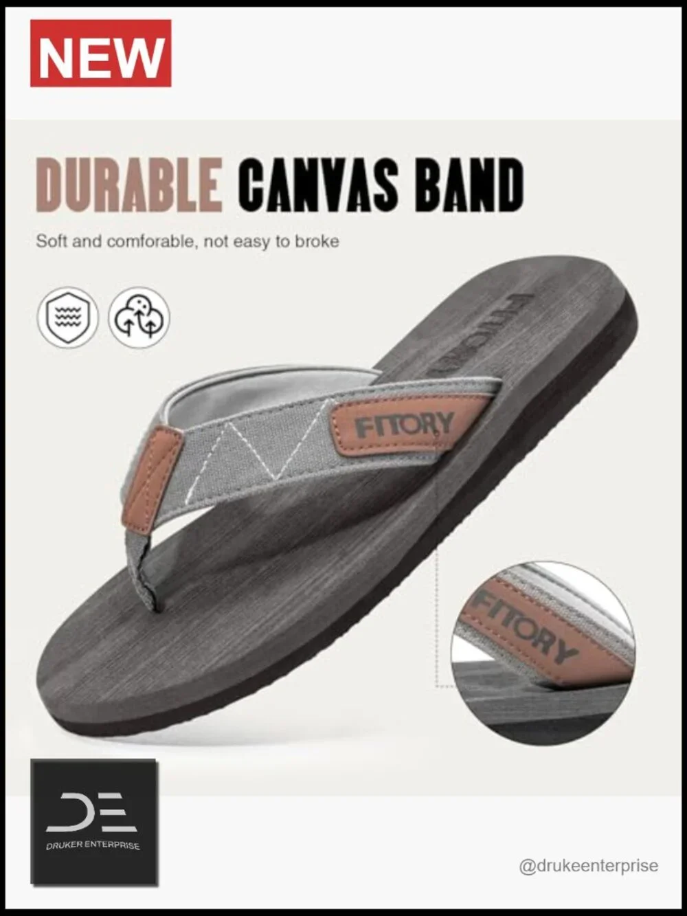 Men's Flip Flops Thong Sandals Arch Support Slip Resistant Beach Walking